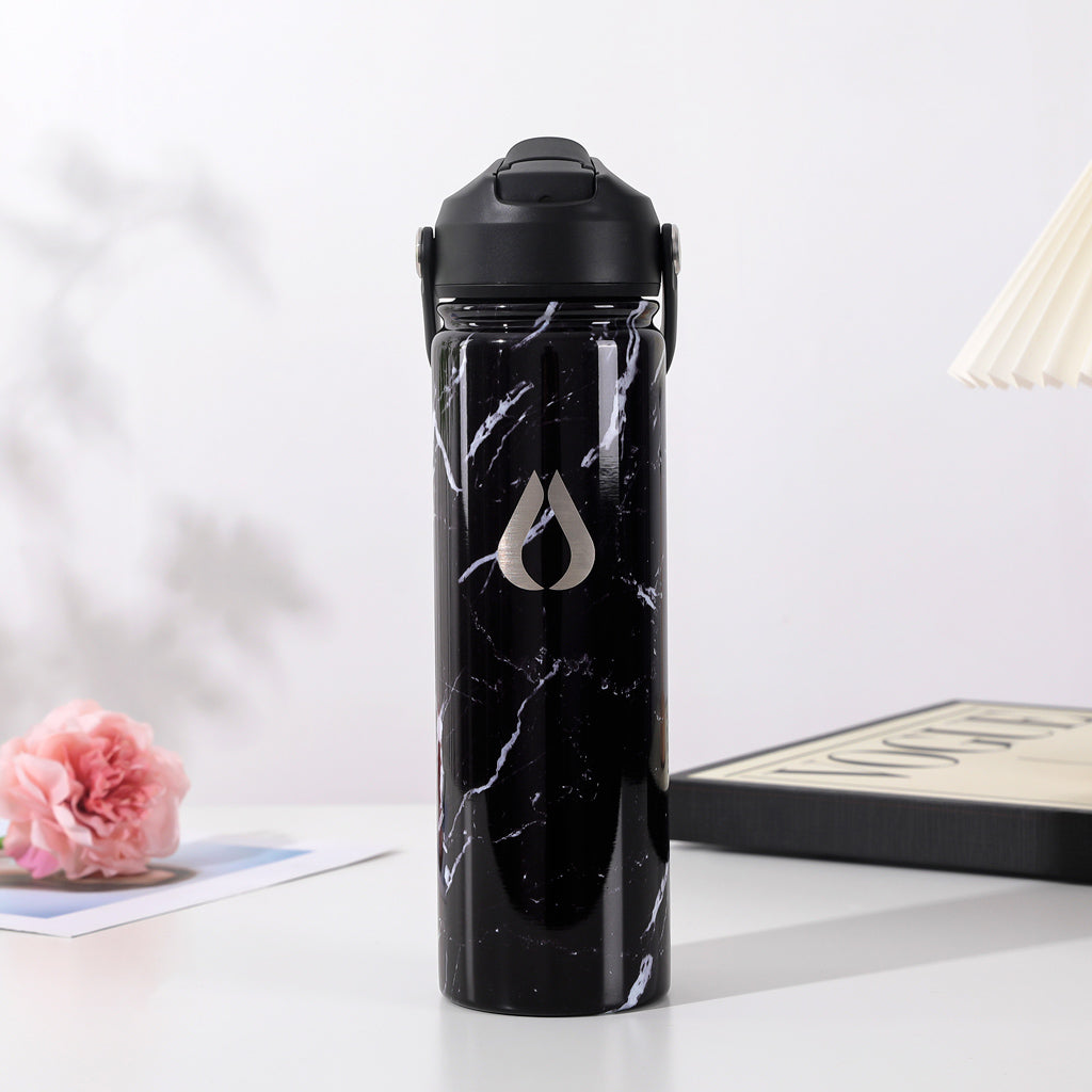 Waterfles - 650ML - Zwart Marmer