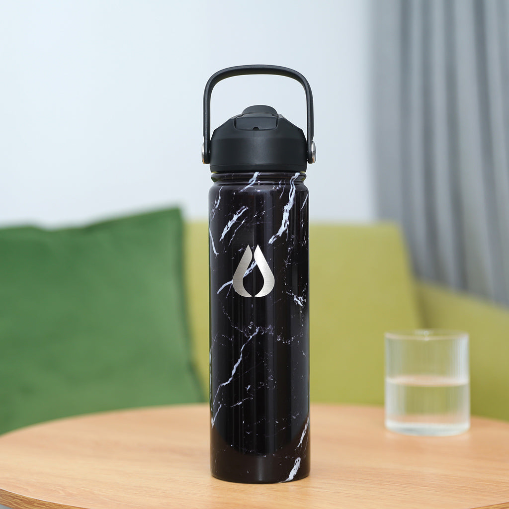 Waterfles - 650ML - Zwart Marmer