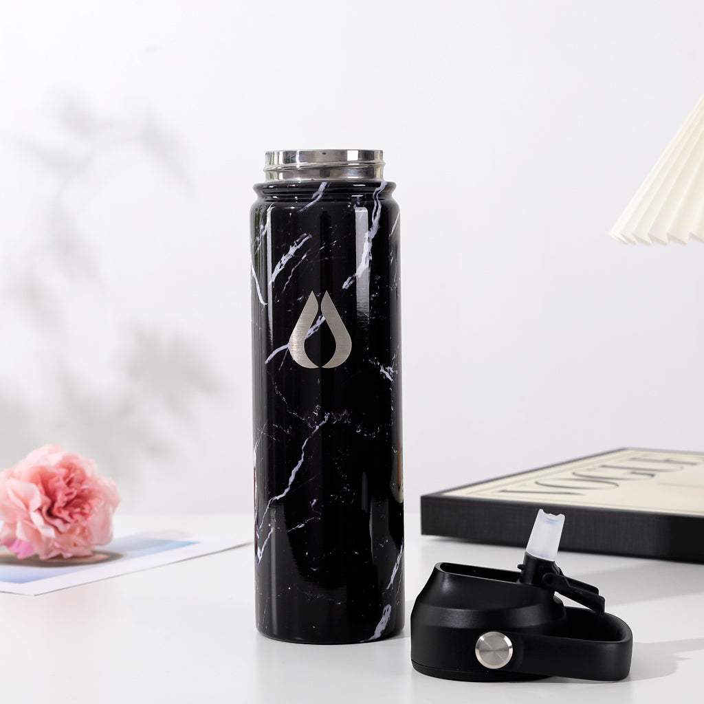 Waterfles - 650ML - Zwart Marmer
