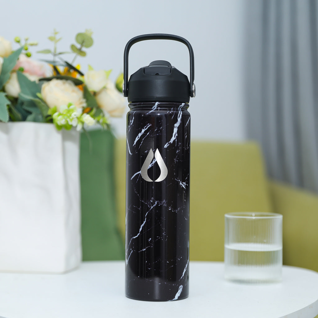 Waterfles - 650ML - Zwart Marmer